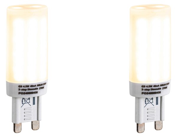 Set de 2 becuri LED G9 reglabile în 3 trepte opal 4,5W 500lm 2700K
