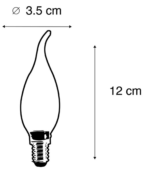 Set de 5 becuri cu filament LED tip lumânare E14 reglabile 240V 3W 250lm
