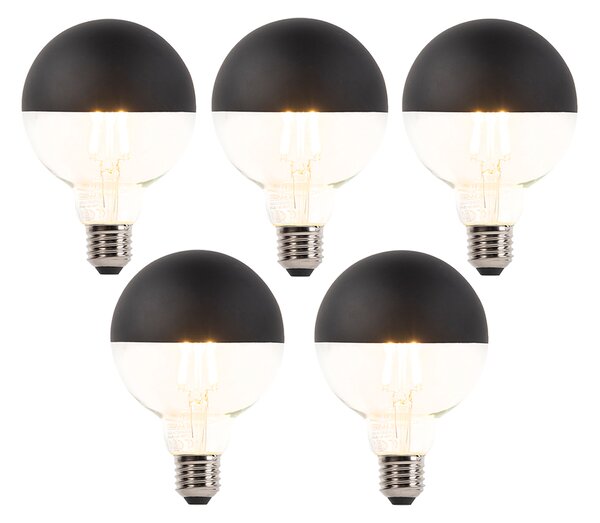Set de 5 becuri LED cu filament reglabile E27 G95 negru 550lm 2700K