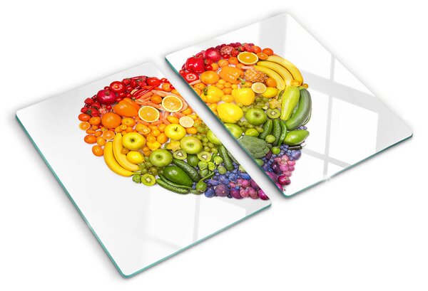 Tocător sticlă Inimă de fructe curcubeu