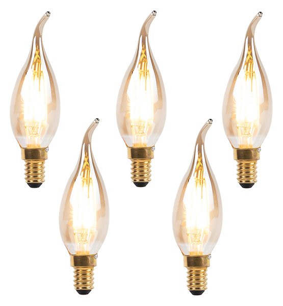Set de 5 becuri cu filament LED tip lumânare E14 reglabile 240V 3W 250lm