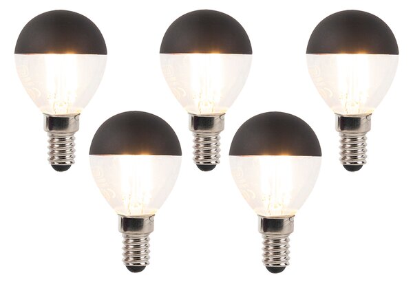 Set de 5 becuri LED cu filament E14 reglabile P45 negru 300lm 2700K