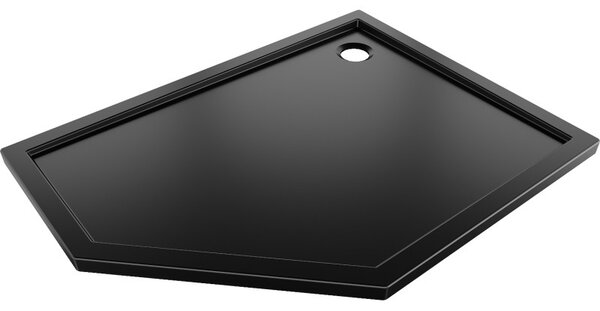 Mexen Flow, cădiță de duș pentagonală subțire 90 x 80 cm, dreapta, negru mat - 46P708090R