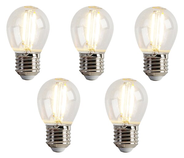 Set de 5 becuri LED E27 P45 transparente 2W 200lm 2700K