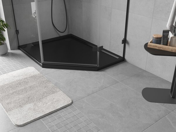Mexen Flow, cădiță de duș pentagonală subțire stânga 90 x 80 cm, negru mat - 46P708090L