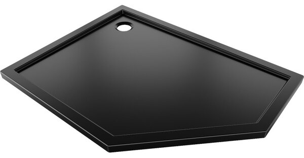 Mexen Flow, cădiță de duș pentagonală subțire stânga 90 x 80 cm, negru mat - 46P708090L