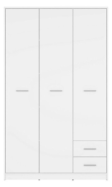 Dulap NEPO PLUS, alb, PAL, cu 3 usi si 2 sertare, 119x55x197 cm