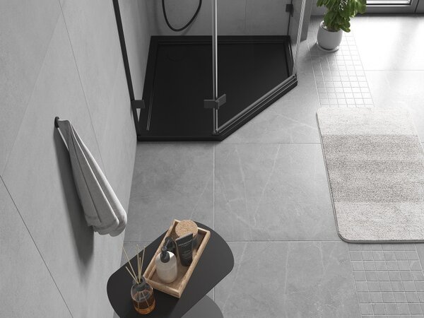 Mexen Flow, cădiță de duș pentagonală subțire 90 x 90 cm, negru mat, 46P709090