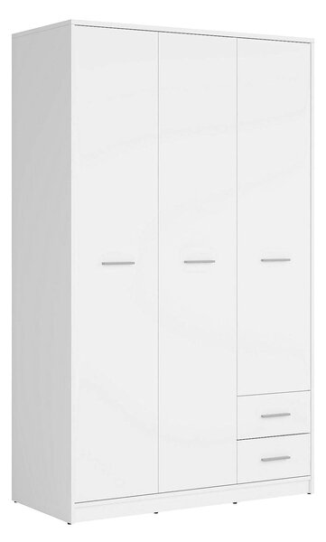 Dulap NEPO PLUS, alb, PAL, cu 3 usi si 2 sertare, 119x55x197 cm