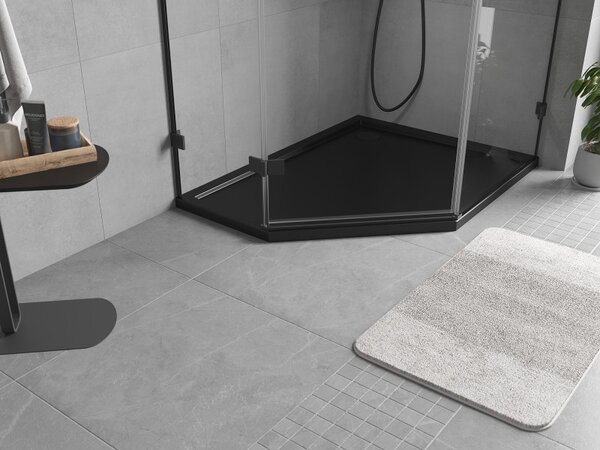 Mexen Flow, cădiță de duș pentagonală subțire 90 x 80 cm, dreapta, negru mat - 46P708090R