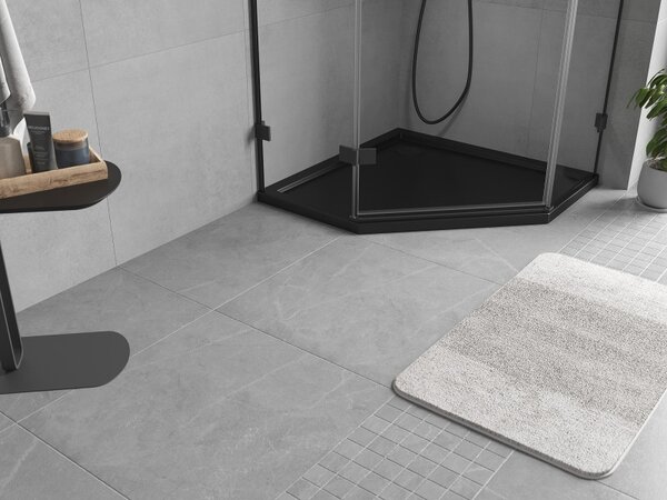 Mexen Flow, cădiță de duș pentagonală subțire 90 x 90 cm, negru mat, 46P709090