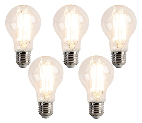 Set de 5 becuri LED E27 reglabile A60 7.6W 780 lm 2700K