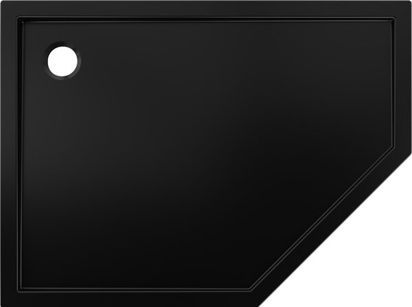 Mexen Flow, cădiță de duș pentagonală subțire stânga 90 x 80 cm, negru mat - 46P708090L