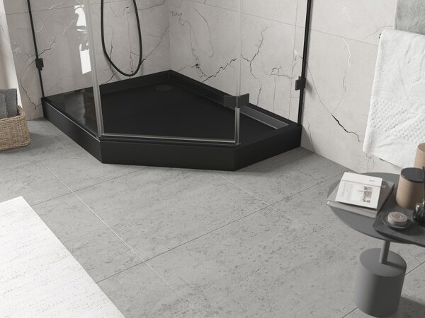Mexen Flow+, cădiță de duș pentagonală, stânga, 90 x 80 cm, negru mat, 46P708090LH