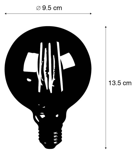 Set de 5 becuri LED reglabile cu 3 trepte E27 G95 sticlă aurie 5W 380lm 2200K
