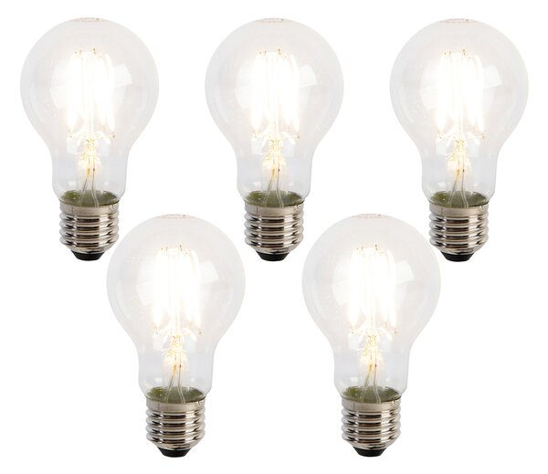 Set de 5 becuri cu filament LED E27 A60 senzor amurg 4W 470lm 2700K