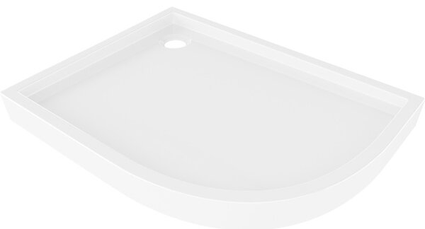 Mexen Flow+, cădiță de duș asimetrică, cu formă de sfert de cerc, stânga, 90 x 80 cm, alb lucios, 46Q108090LH