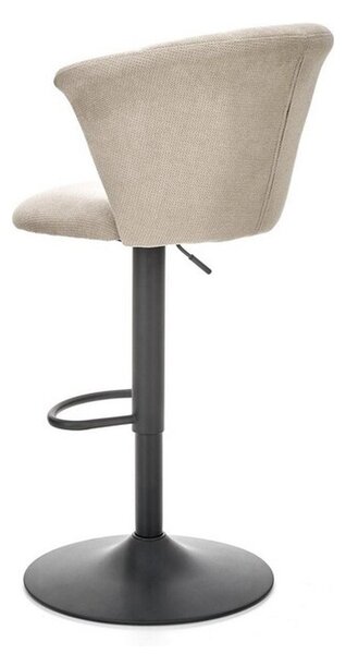 Scaun bar H104, bej/negru, stofa catifelata/metal, 55x53x90/112 cm