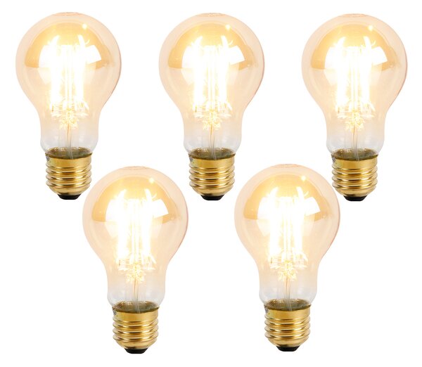 Set de 5 becuri LED E27 reglabile în 3 trepte A60 Goldline 5W 530lm 2200K