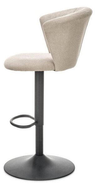 Scaun bar H104, bej/negru, stofa catifelata/metal, 55x53x90/112 cm