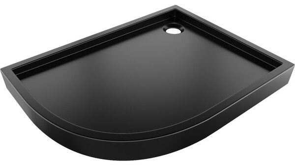 Cabină de duș Mexen Flow+ asimetrică, dreapta, cu sferturi de cerc, 90 x 80 cm, negru mat, 46Q708090RH