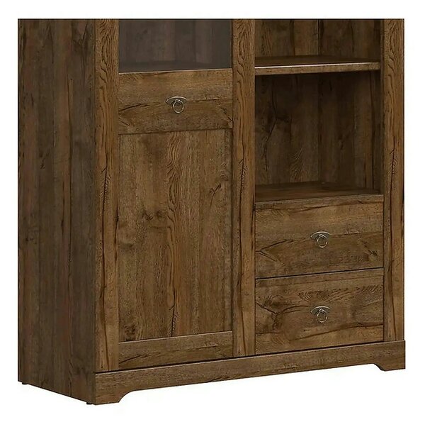Dulap PATRAS, stejar april, PAL/sticla securizata, cu o usa si 2 serta