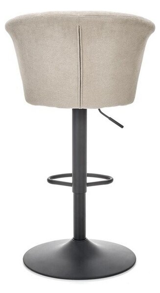 Scaun bar H104, bej/negru, stofa catifelata/metal, 55x53x90/112 cm