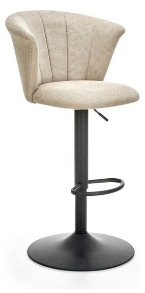 Scaun bar H104, bej/negru, stofa catifelata/metal, 55x53x90/112 cm
