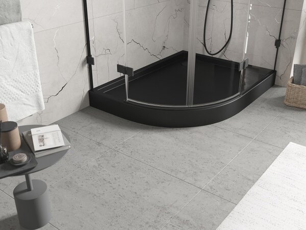 Cabină de duș Mexen Flow+ asimetrică, dreapta, cu sferturi de cerc, 90 x 80 cm, negru mat, 46Q708090RH