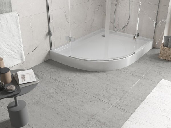 Mexen Flow+, cădiță de duș asimetrică, cu formă de sfert de cerc, dreapta, 90 x 80 cm, alb lucios, 46Q108090RH
