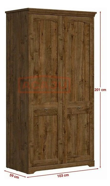 Dulap PATRAS, stejar april, PAL, cu 2 usi, 103x59x201 cm
