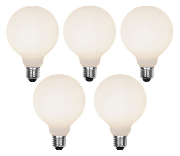 Set de 5 becuri LED reglabile cu 3 trepte E27 G95 mat 5W 550lm 3000K