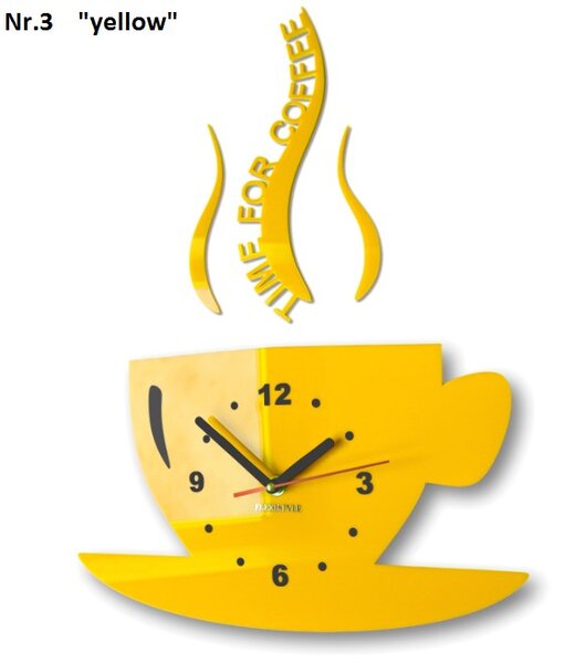 Ceas de perete "Este timpul pentru cafea" Galbena
