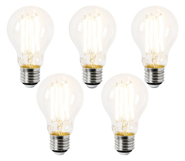 Set de 5 becuri LED E27 A60 transparente 3,8W 806lm 2700K