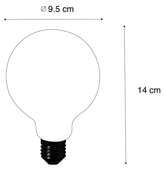 Set de 5 becuri LED E27 G95 transparente 2.2W 470lm 2700K
