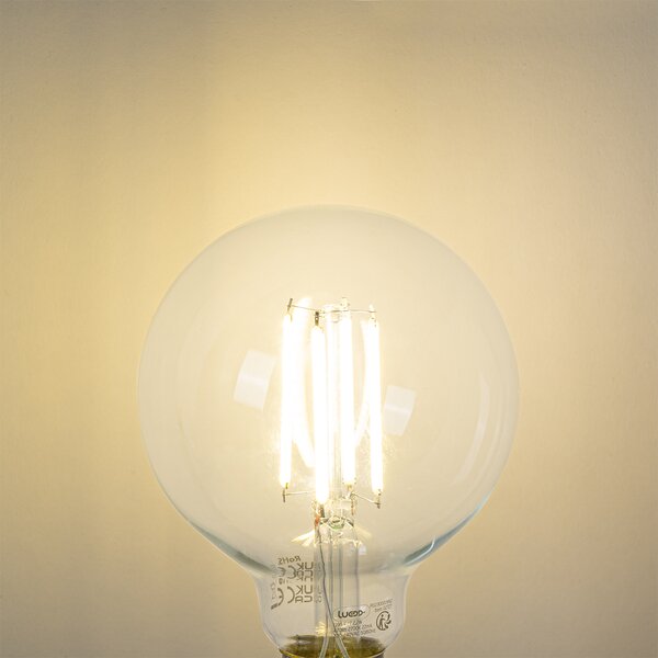 Set de 5 becuri LED E27 G95 transparente 2.2W 470lm 2700K