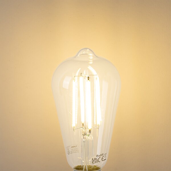 Set de 5 becuri LED E27 ST64 transparente 2.2W 470lm 2700K