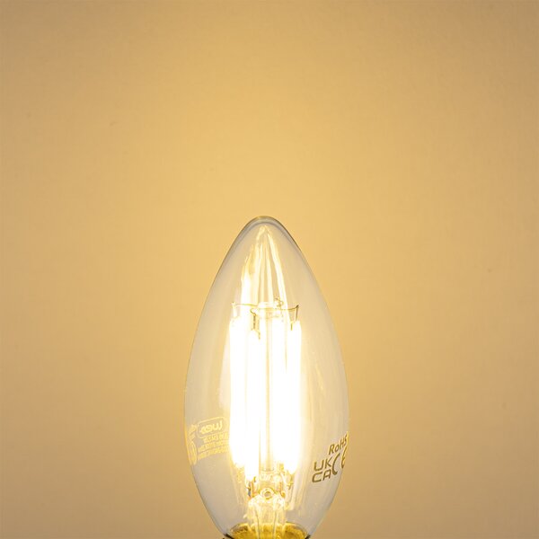 Set de 5 becuri LED E14 B35 transparente 2.2W 470lm 2700K