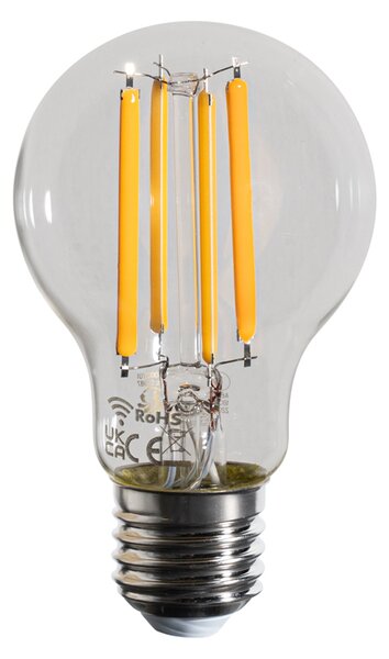 Set de 5 becuri LED inteligente E27, reglabile în Kelvin, A60, transparente, 7W, 806 lm, 1800-3000K