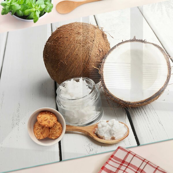 Tocător sticlă Nucă de cocos și produsele sale
