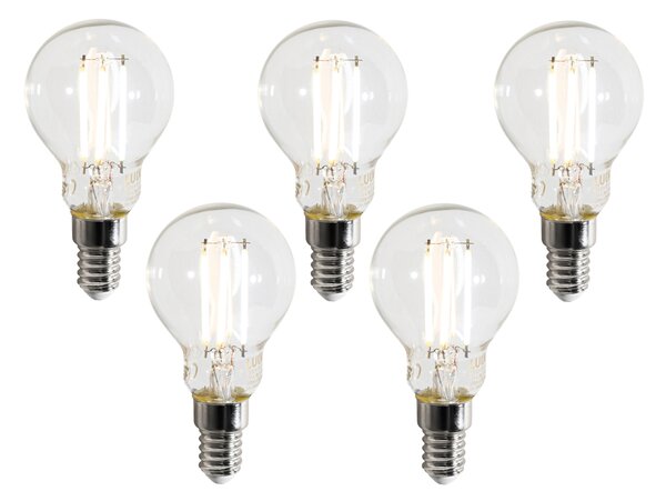 Set de 5 becuri LED inteligente E14 P45 transparente 4,2W 470 lm 2700-6500K