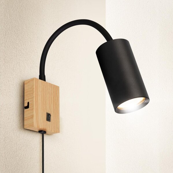 Brilagi - Aplică de perete flexibilă SELE 1xGU10/30W/230V negru/decor stejar