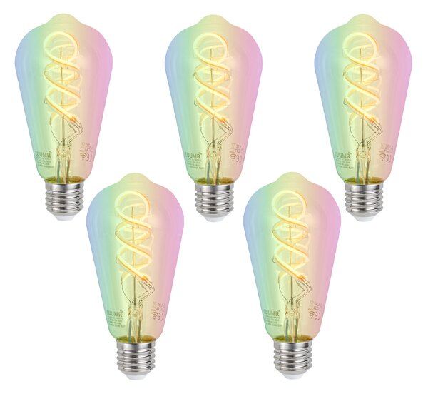 Set 5 becuri Becuri LED inteligente E27 reglabile ST64 RGBW transparente 4W 250lm 2700K