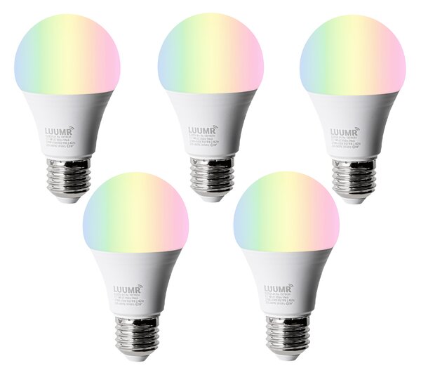 Set 5 becuri Becuri LED inteligente E27 A60 mat RGBW 9W 806lm 2700-6500K