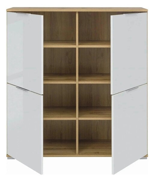 Comoda ZELE KOM4D, alb/stejar wotan, PAL, 104x41x106 cm