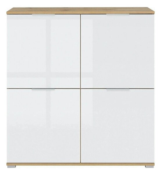 Comoda ZELE KOM4D, alb/stejar wotan, PAL, 104x41x106 cm