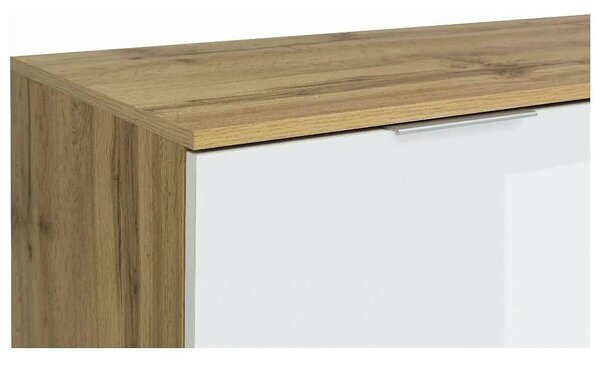 Comoda ZELE KOM4D, alb/stejar wotan, PAL, 104x41x106 cm