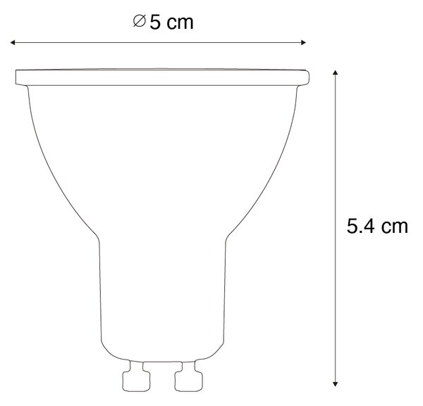 Set de 5 becuri LED inteligente GU10 50mm, reglabile, opale, 7W, 630 lm, 2700K