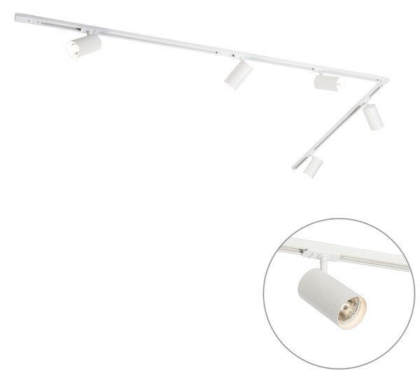 Sistem de iluminat cu șină modern cu 5 spoturi albe monofazate GU10 70mm - Iconic Jeana Luxe