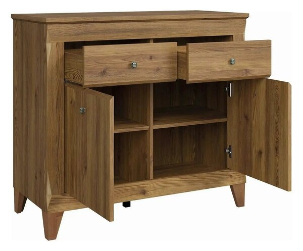 Comoda BERGEN KOM2D2S, stejar auriu, PAL, 110x47x98 cm